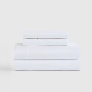 NWT QUINCE GIZA SATEEN COTTON SHEET SET 4 PIECE KING WHITE MSRP $159.90